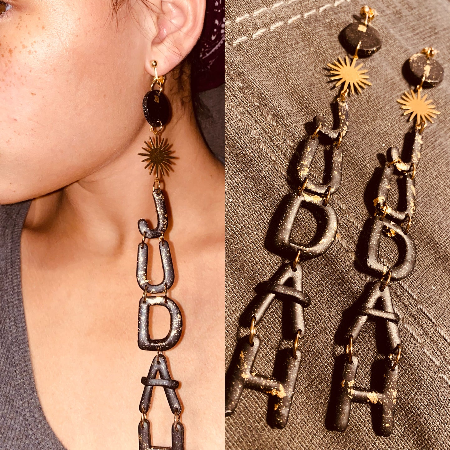 Handmade carved tribal earrings