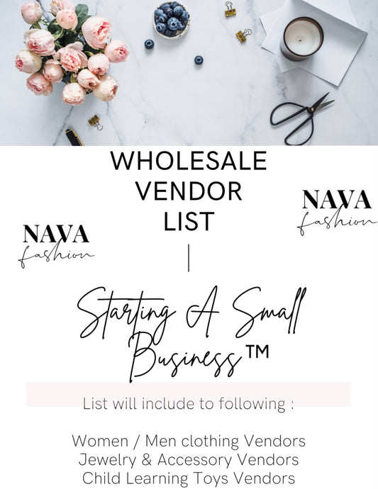 Wholesale Vendor List / Starting a Small Business
