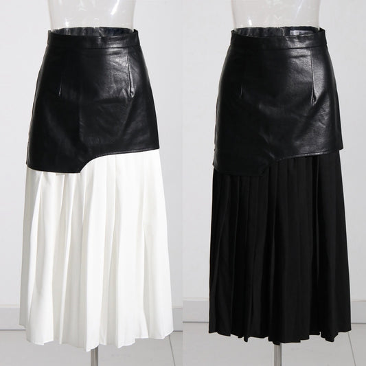 Two color stitch pleated style skirt