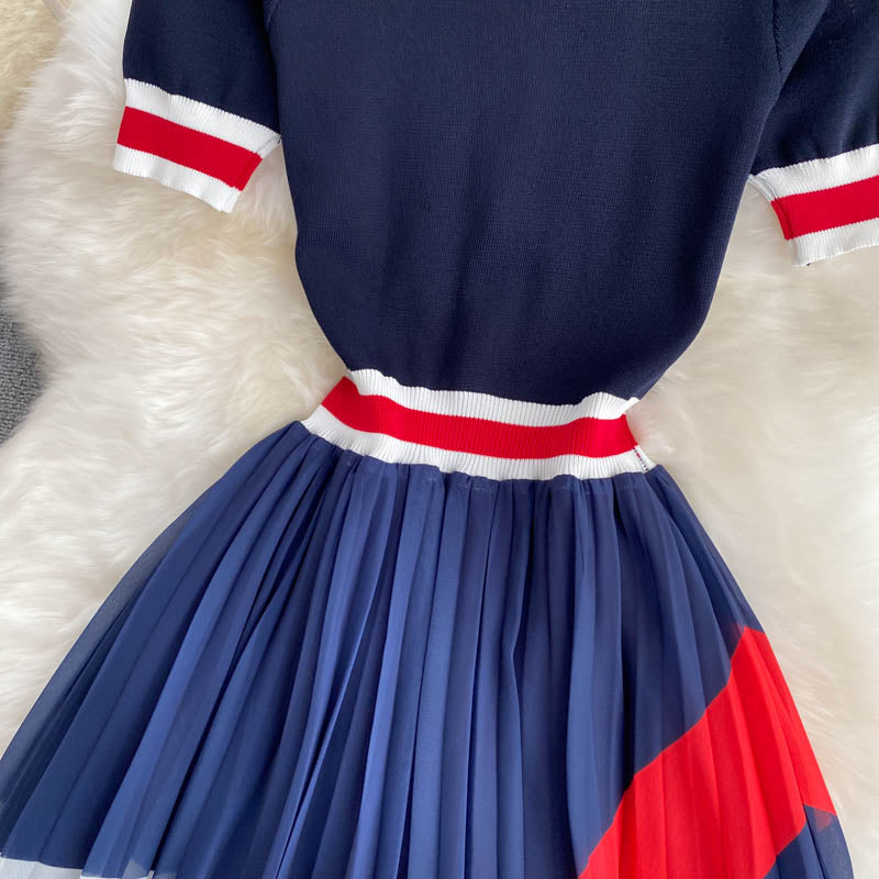 Short sleeve stripe maxi dress